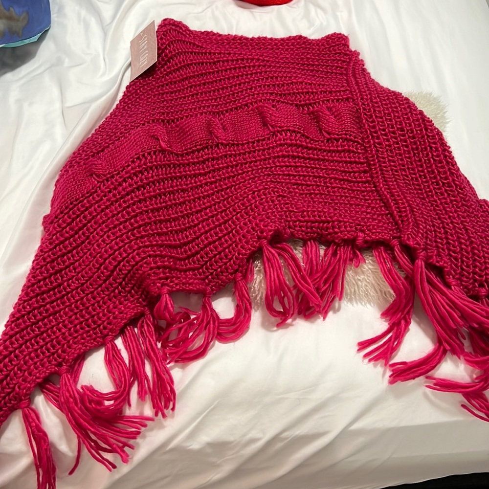 Pink Knit Poncho